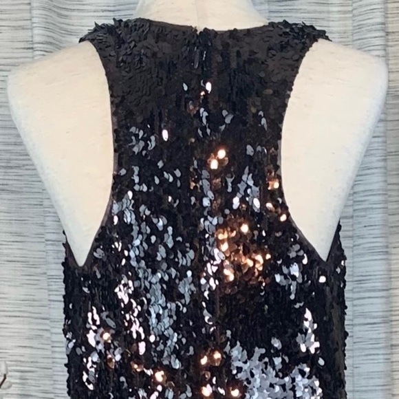 Vince coffee/chocolate brown sleeveless sequined party dress. - Picture 9 of 15